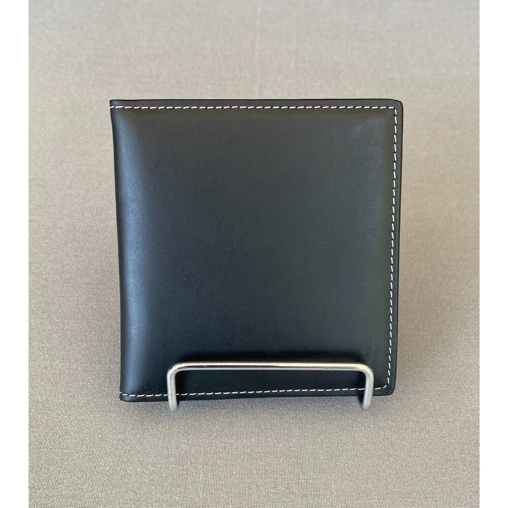 Banana Republic Genuine Leather Bifold Double Photo Holder 2.5 x 3 Black